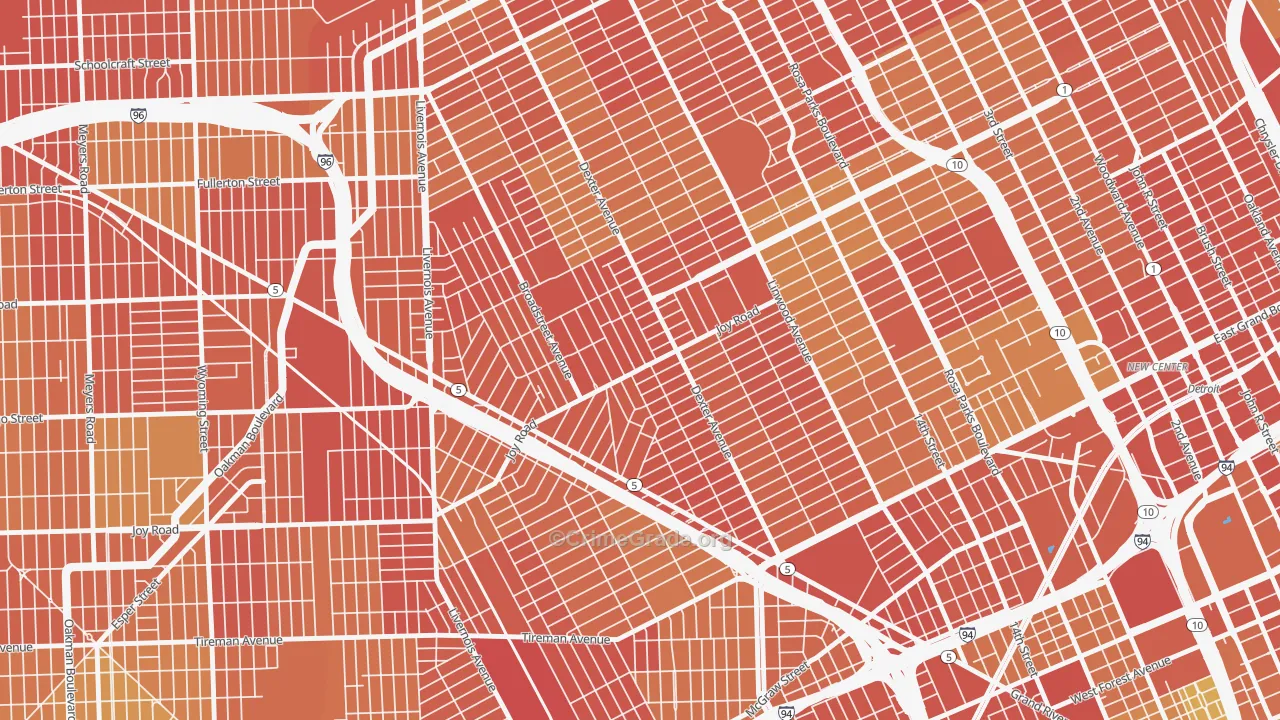 Petosky-Otsego, Detroit, MI Map of Theft Rates