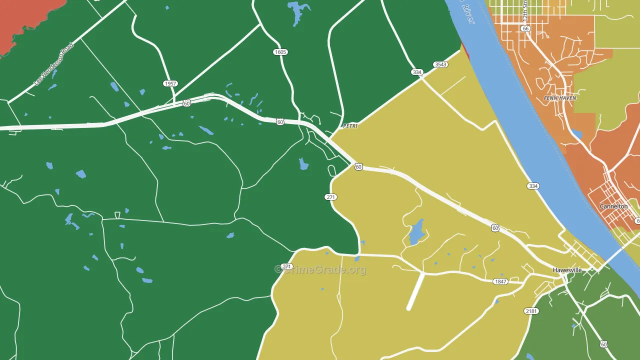 Petri, KY Map of Theft Rates