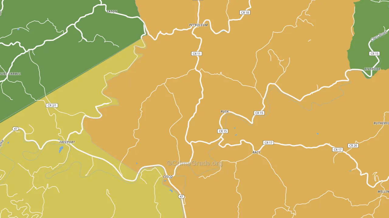 Petroleum, WV Map of Theft Rates