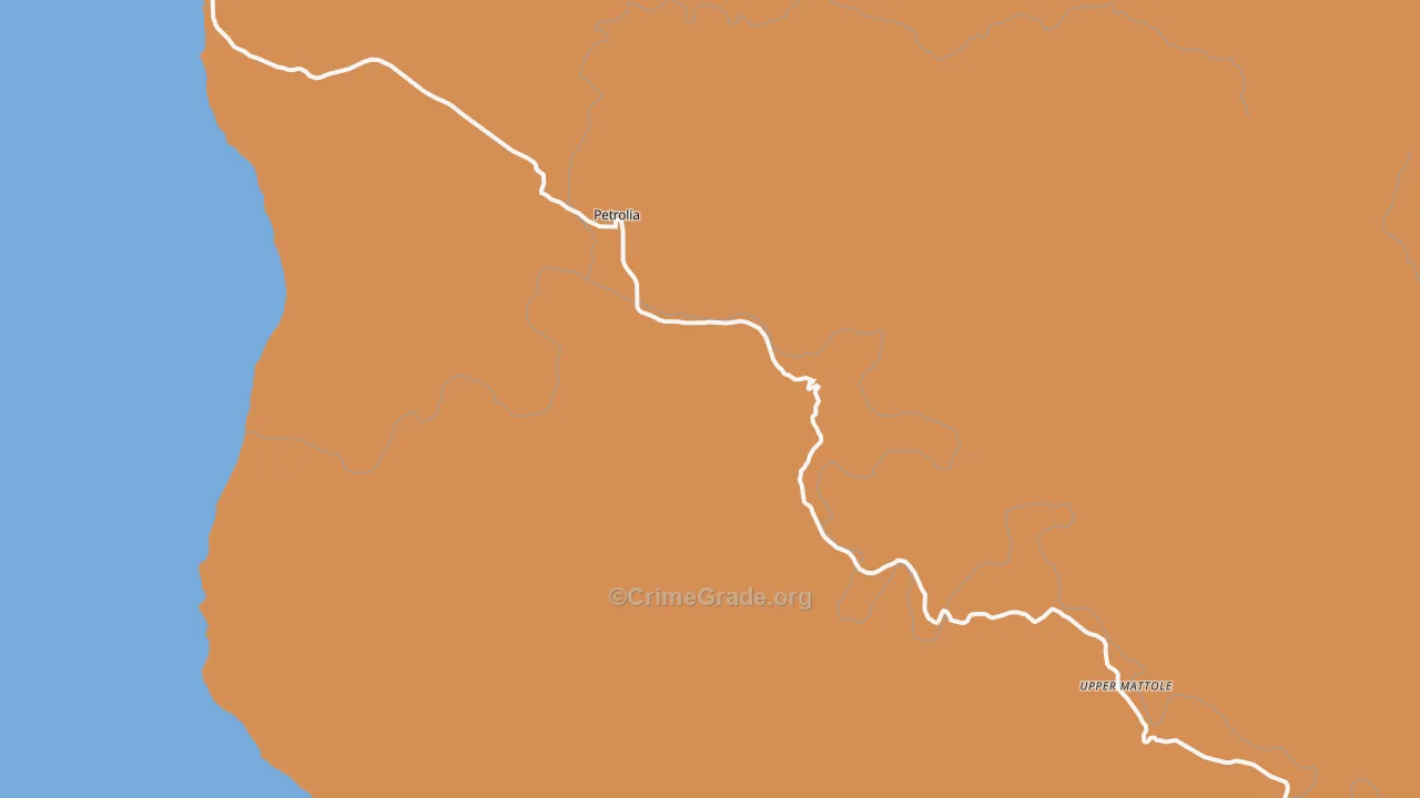 Petrolia, CA Map of Theft Rates