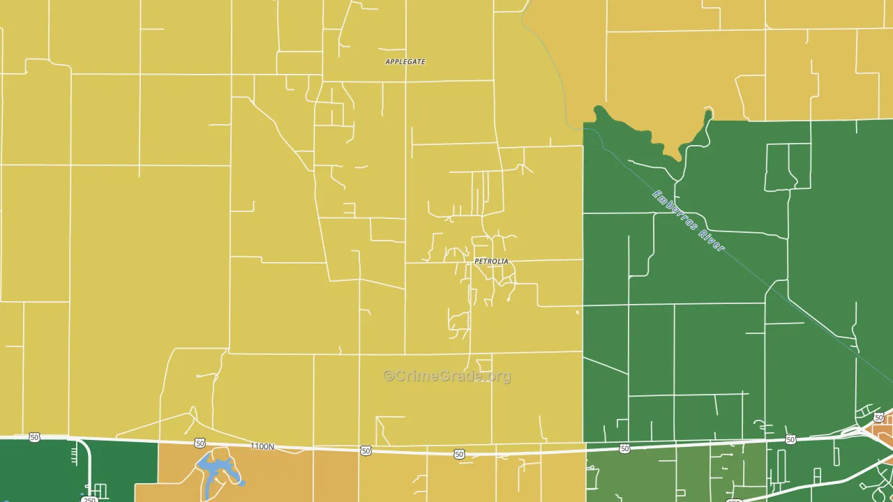 Petrolia, IL Map of Theft Rates