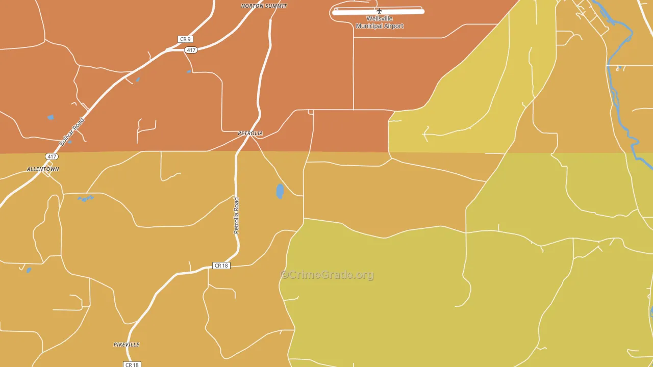 Petrolia, NY Map of Theft Rates