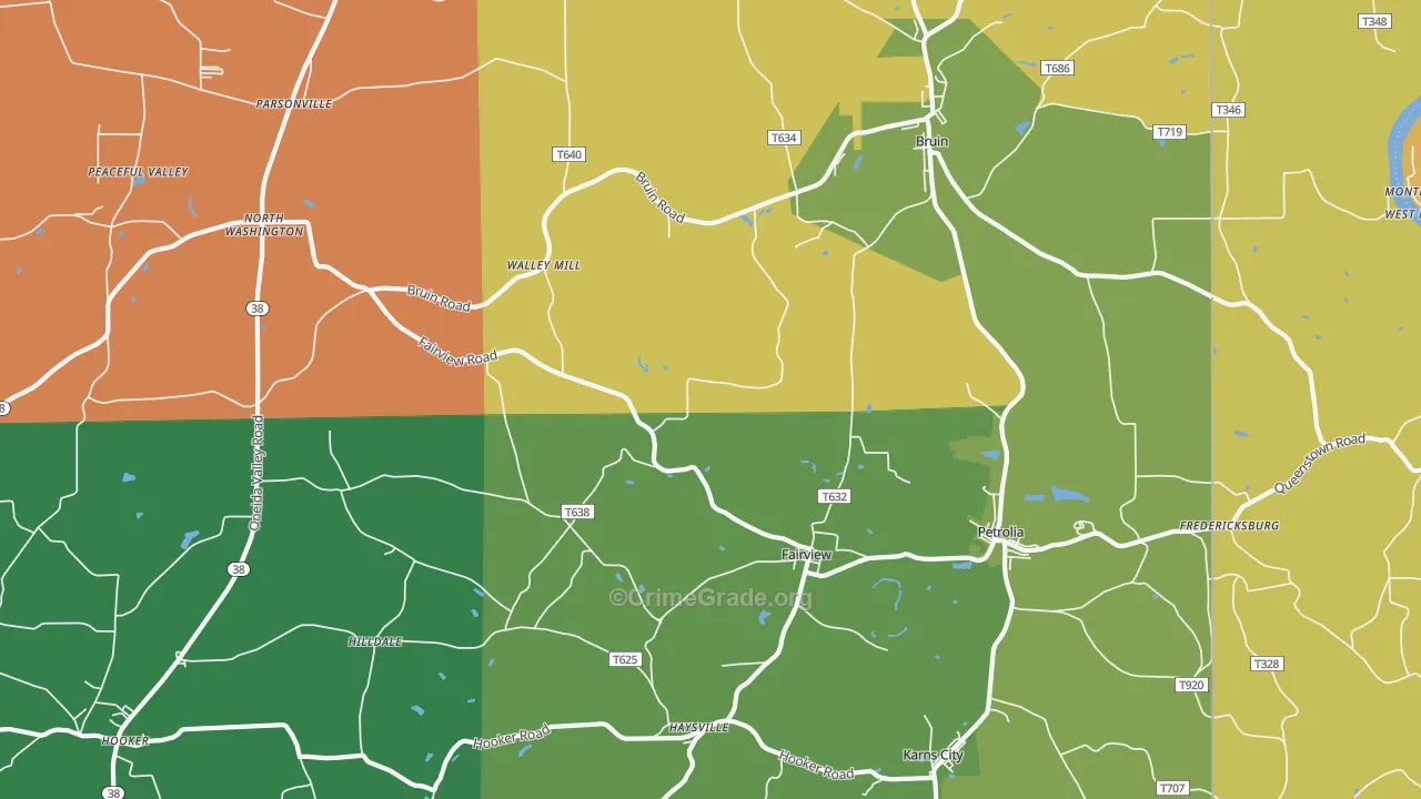 Petrolia, PA Map of Theft Rates