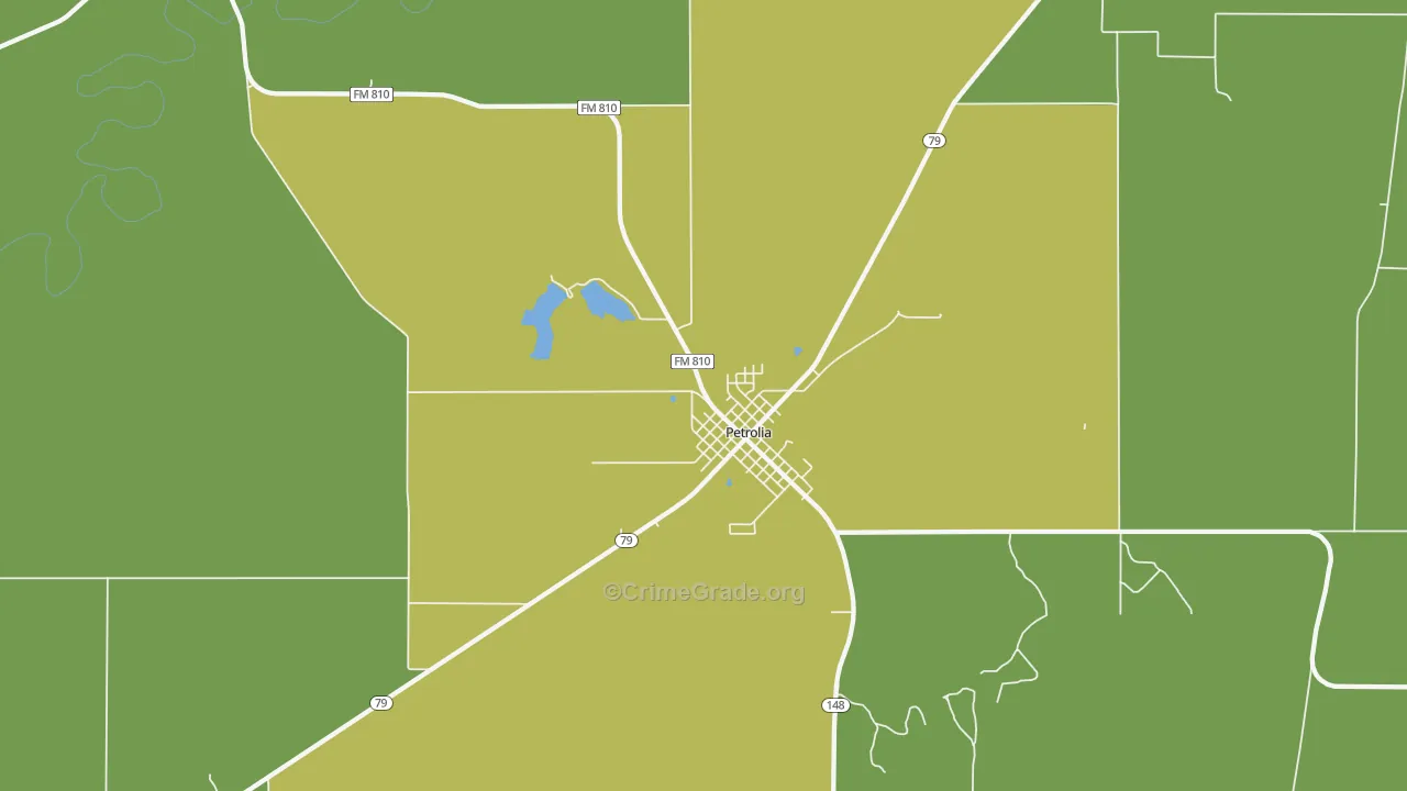 Petrolia, TX Map of Theft Rates