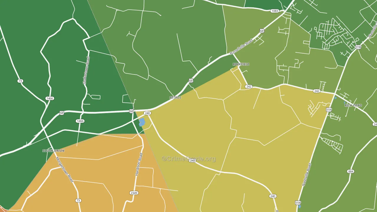 Petros, KY Map of Theft Rates