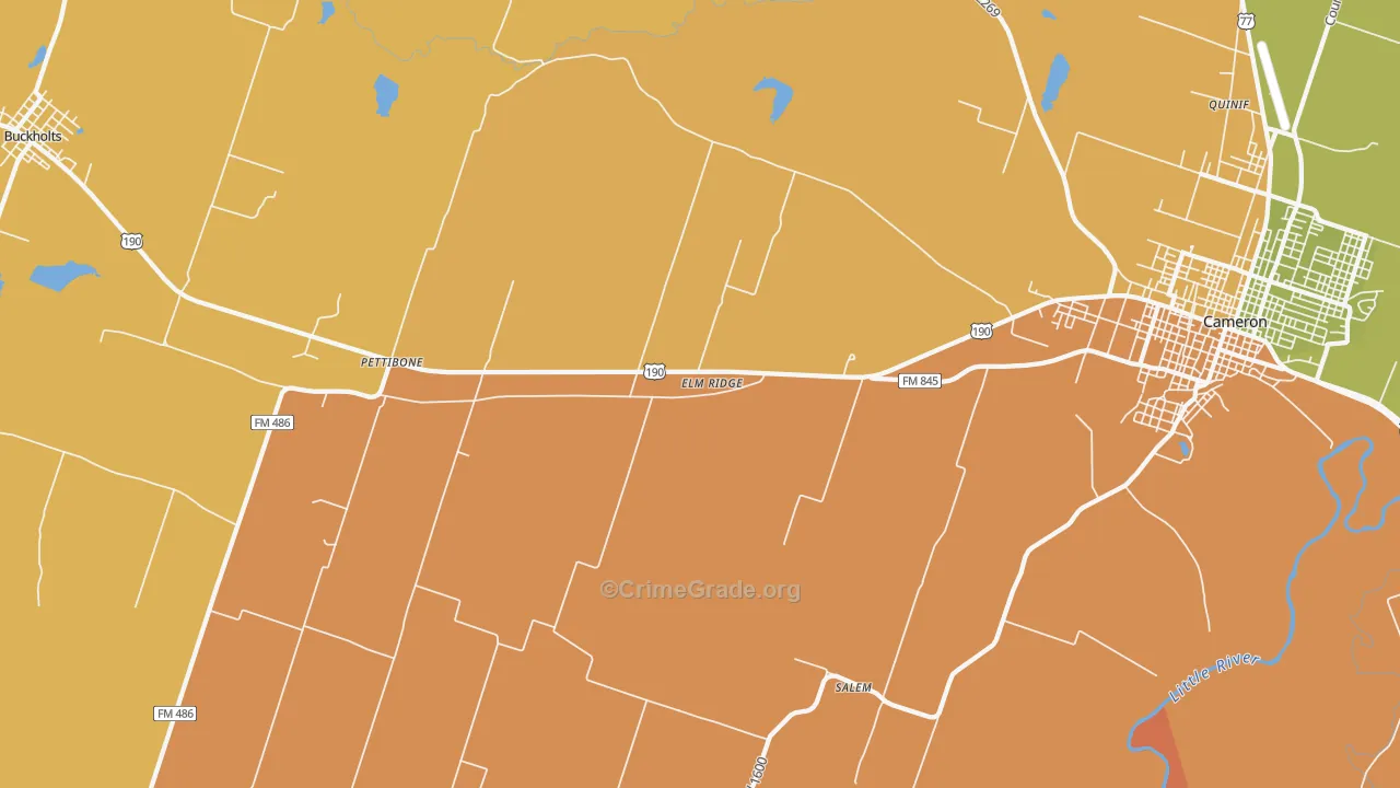 Pettibone, TX Map of Theft Rates