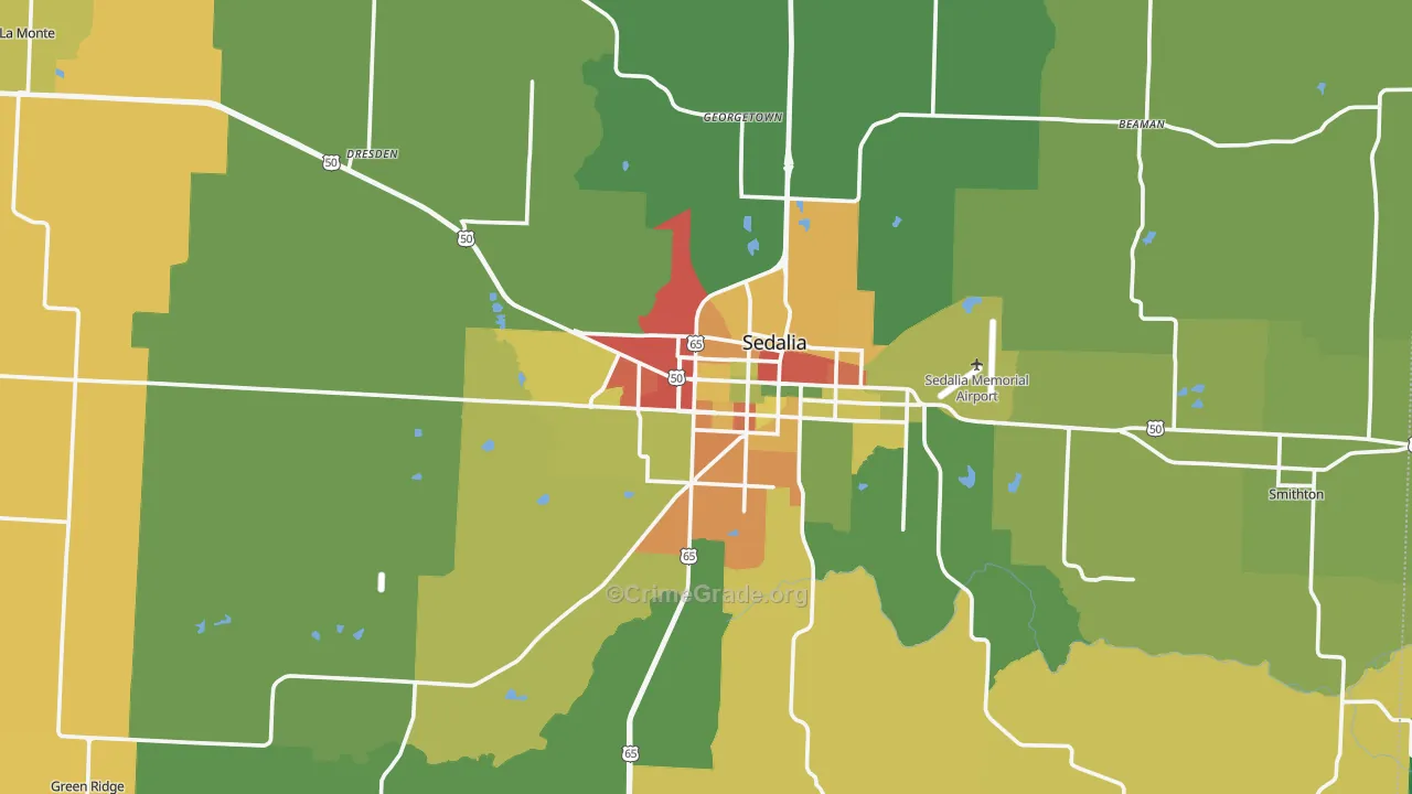 Pettis County, MO Map of Theft Rates