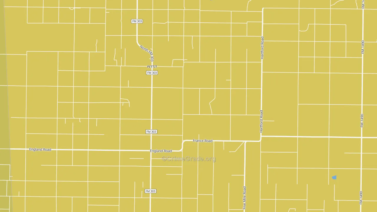 Pettit, TX Map of Theft Rates