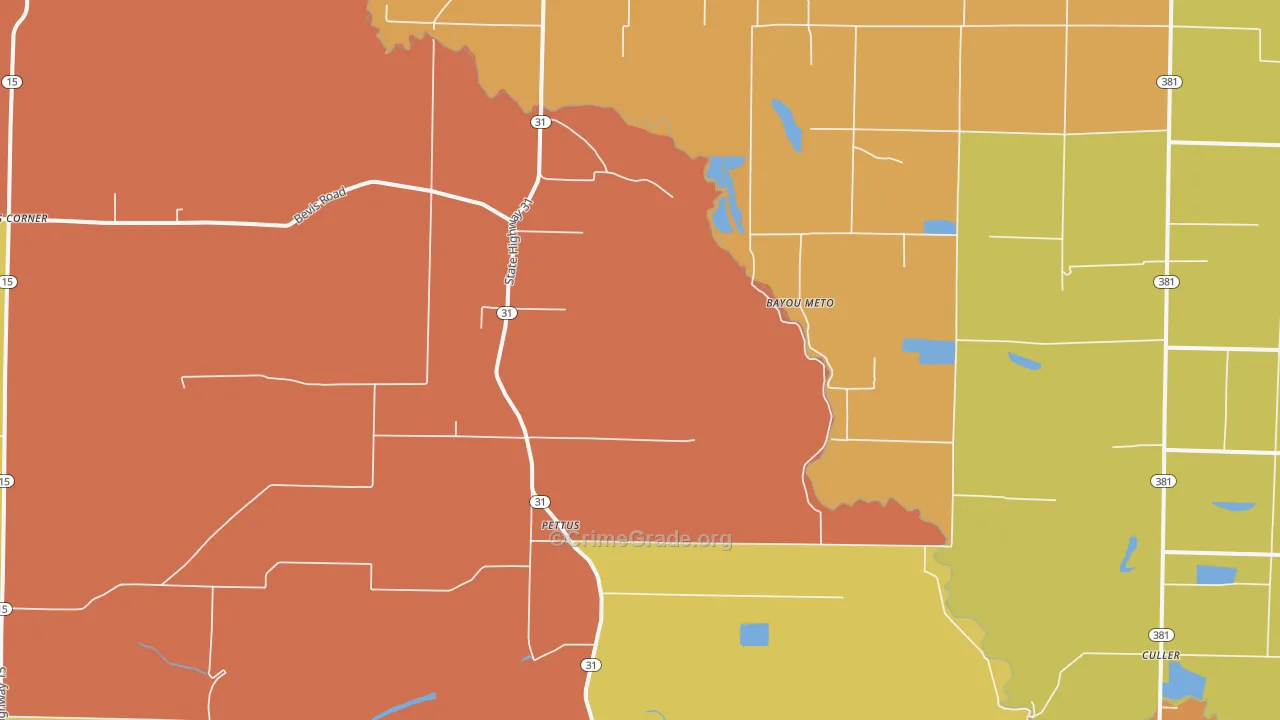 Pettus, AR Map of Theft Rates