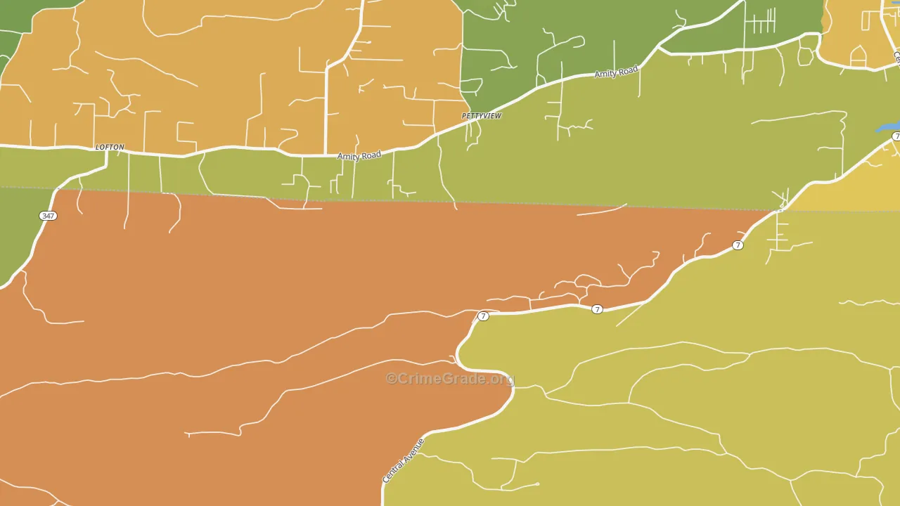 Pettyview, AR Map of Theft Rates