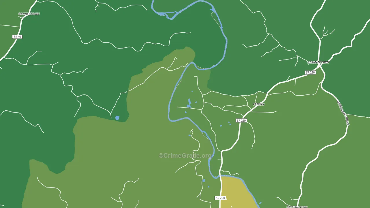 Petway, TN Map of Theft Rates