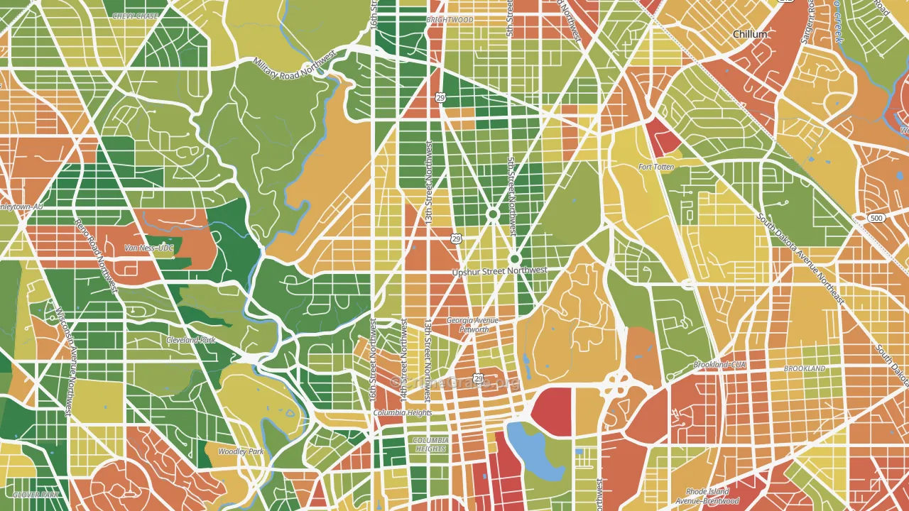 Petworth, Washington, DC Map of Theft Rates