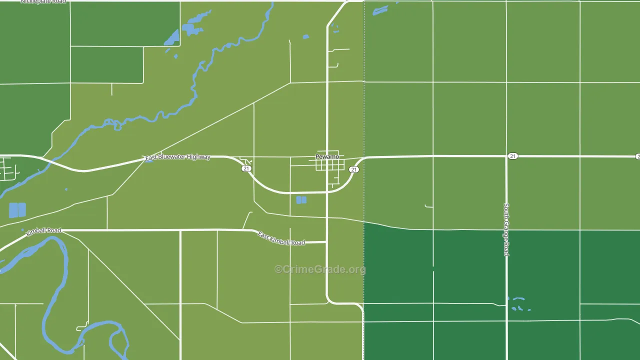 Pewamo, MI Map of Theft Rates