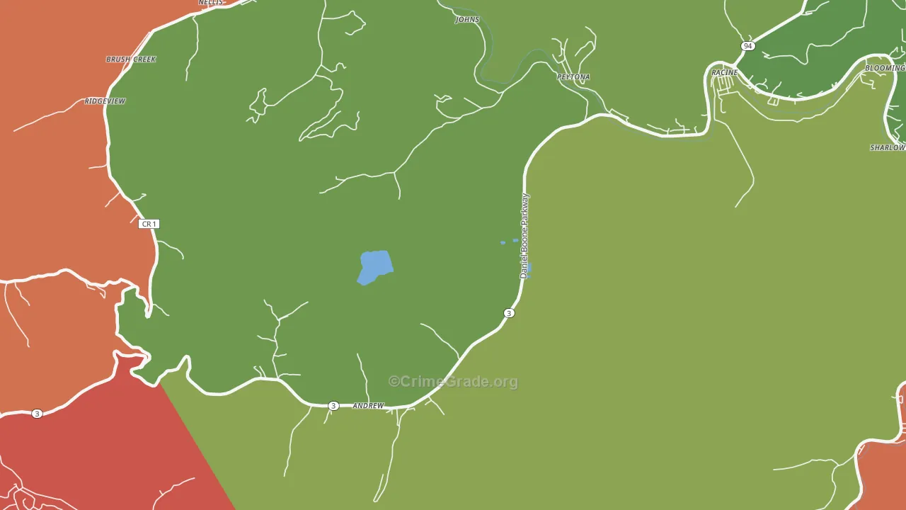 Peytona, WV Map of Theft Rates