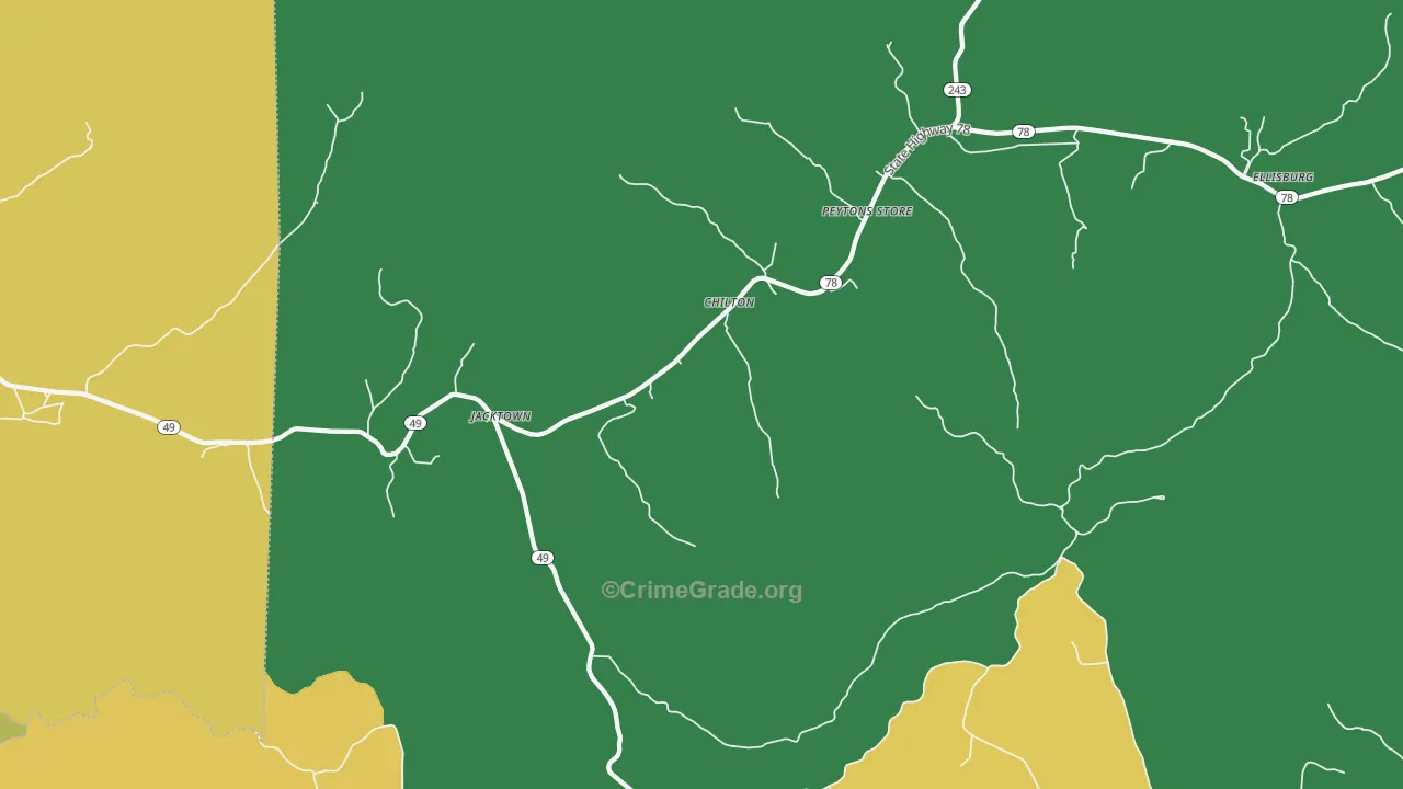 Peytons Store, KY Map of Theft Rates