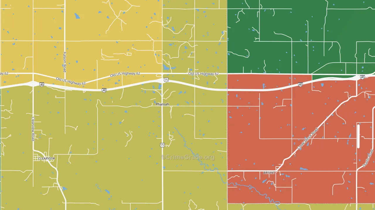 Pharoah, OK Map of Theft Rates
