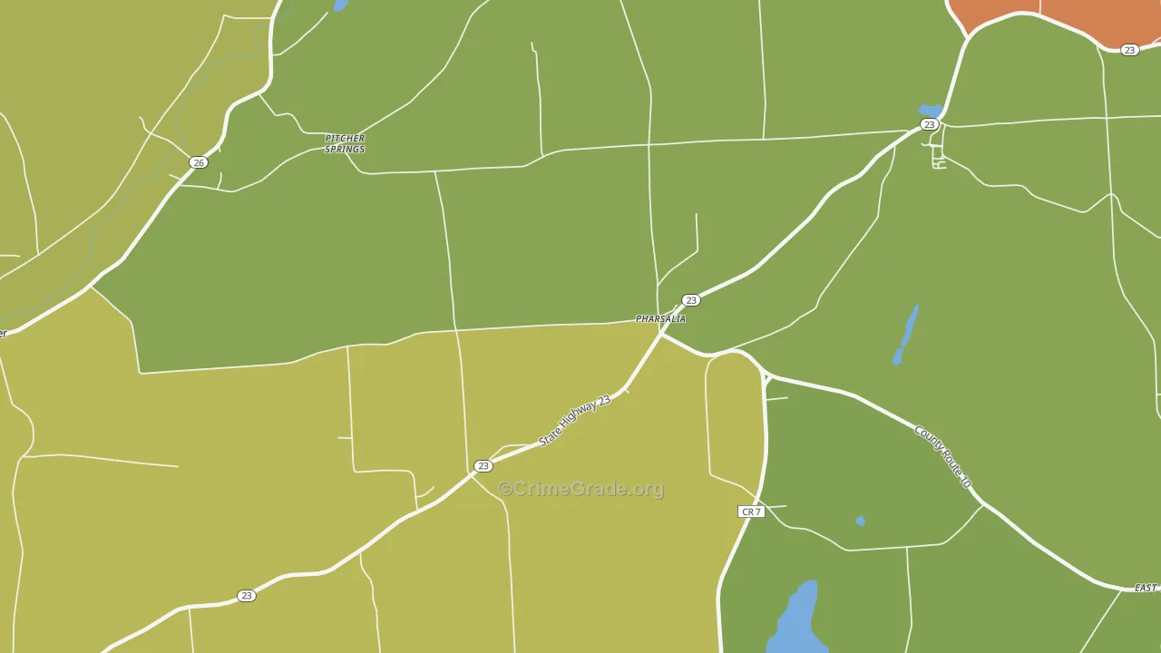 Pharsalia, NY Map of Theft Rates