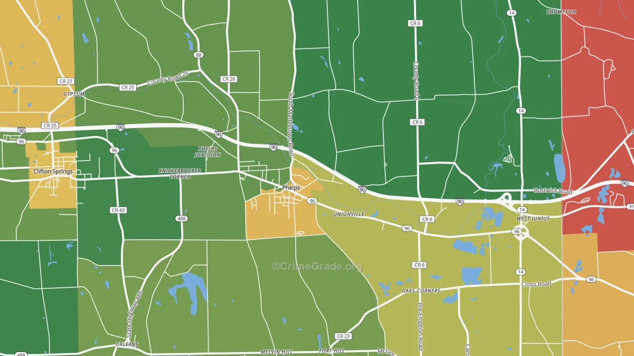 Phelps, NY Map of Theft Rates