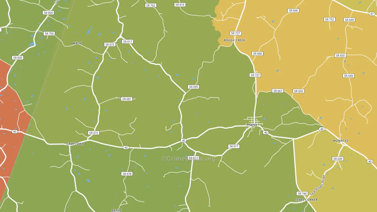 Phenix, VA Map of Theft Rates