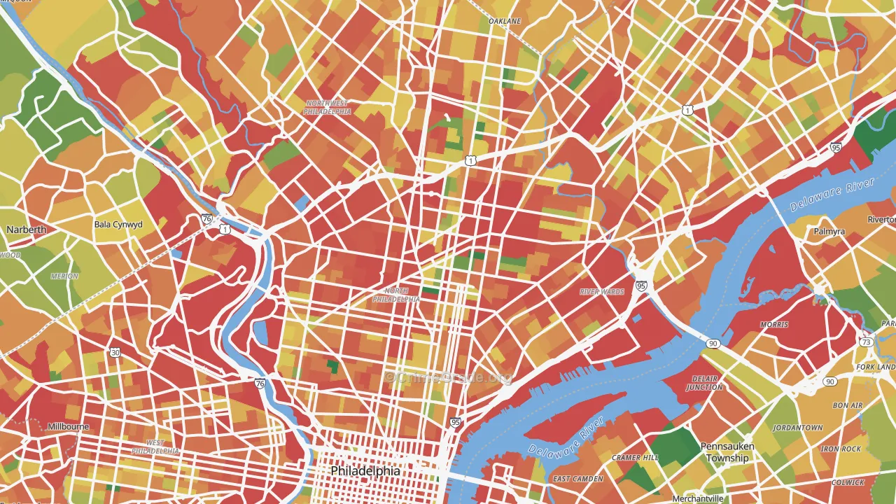Philadelphia County, PA Map of Theft Rates