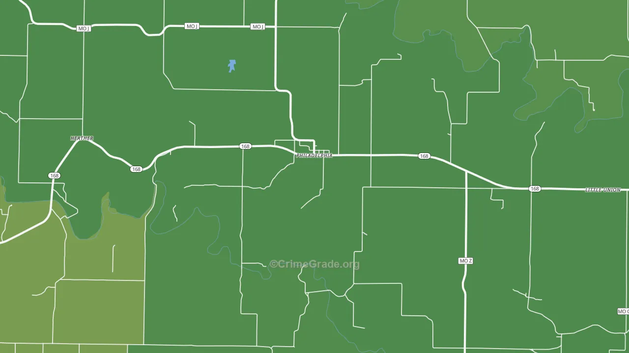 Philadelphia, MO Map of Theft Rates