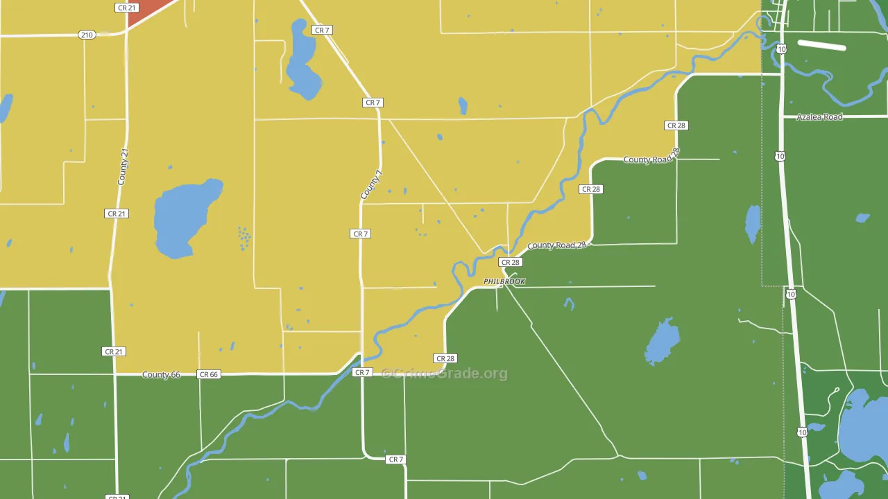 Philbrook, MN Map of Theft Rates