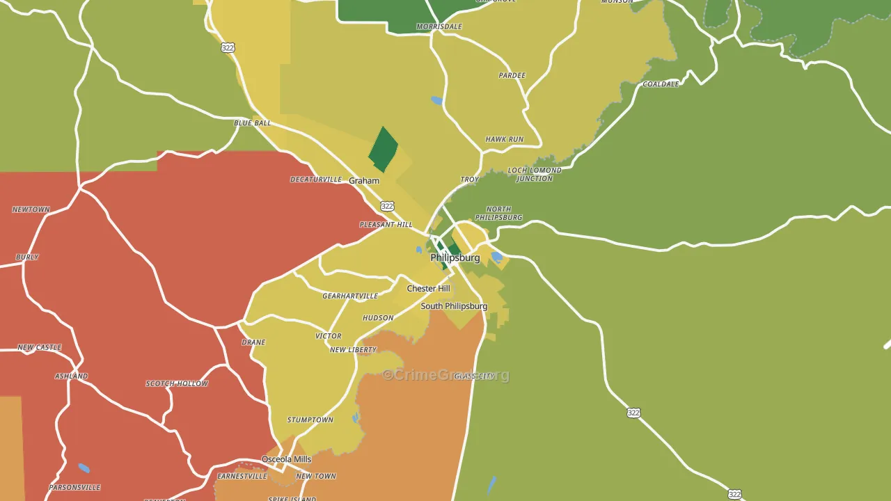 Philipsburg, PA Map of Theft Rates