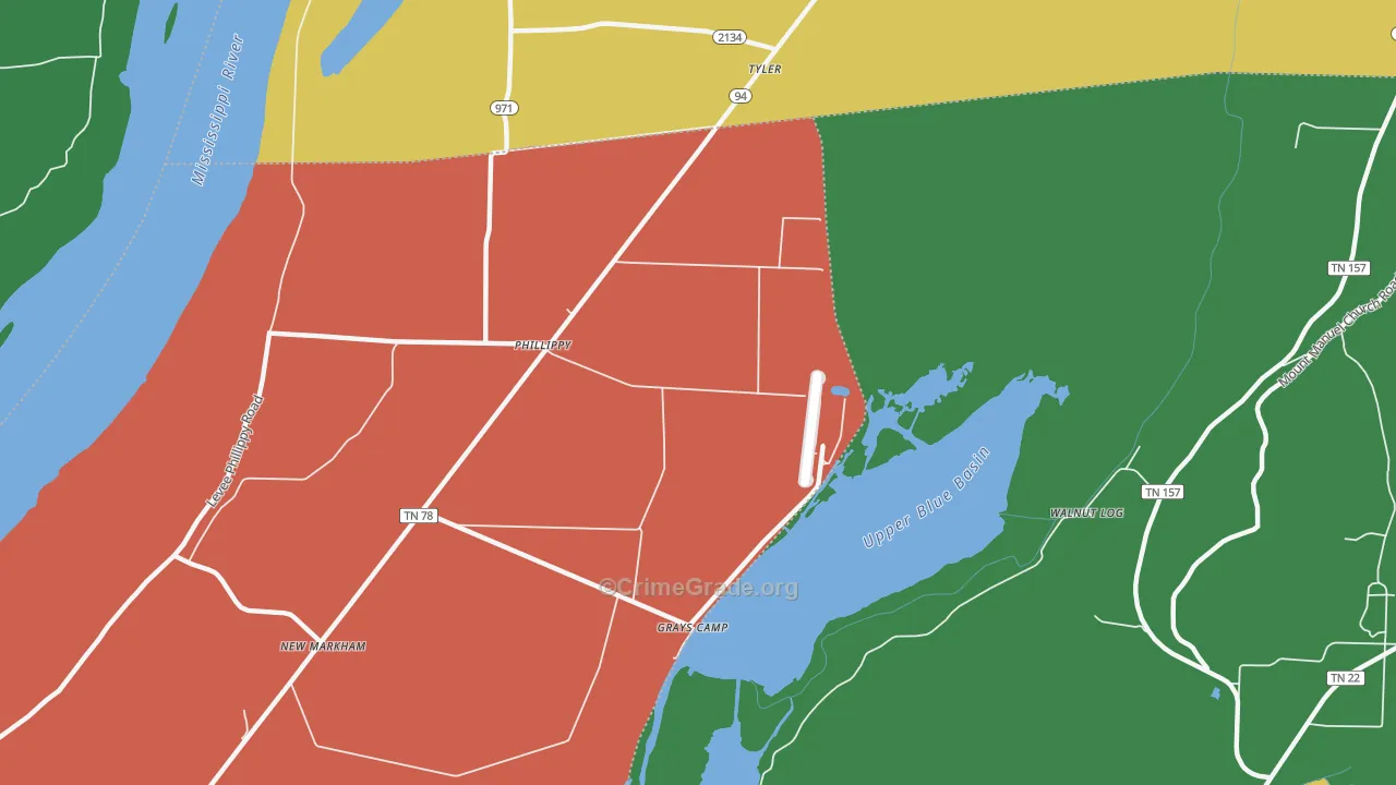 Phillippy, TN Map of Theft Rates
