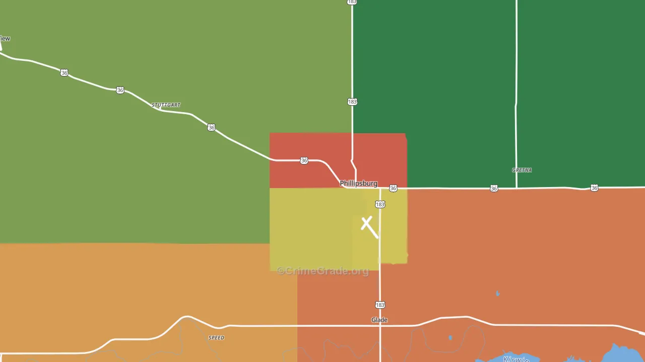 Phillips County, KS Map of Theft Rates