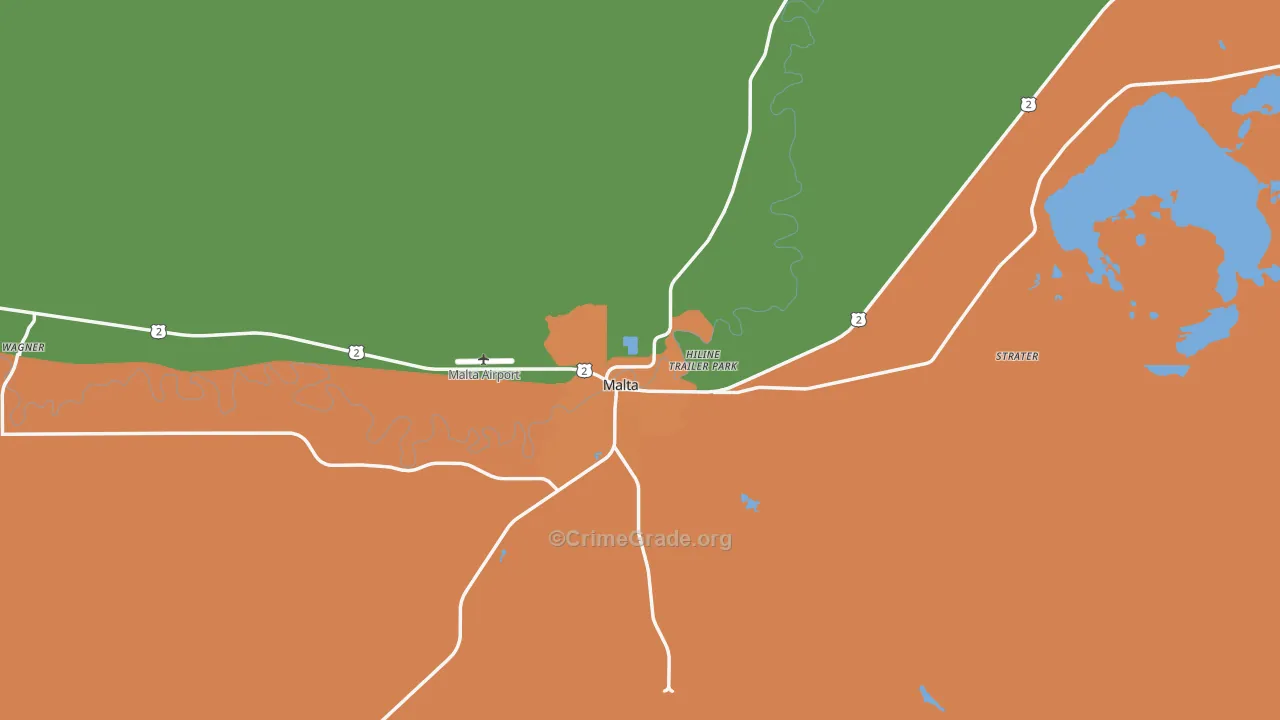 Phillips County, MT Map of Theft Rates