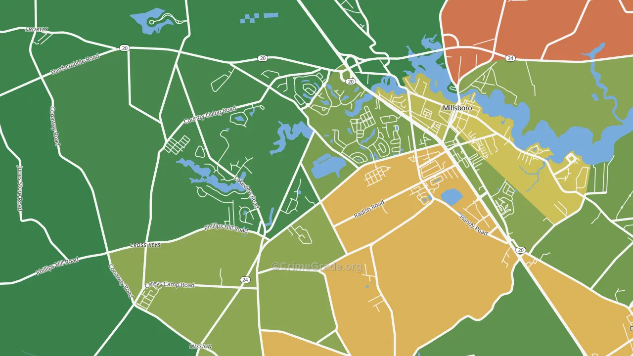 Phillips Hill, DE Map of Theft Rates
