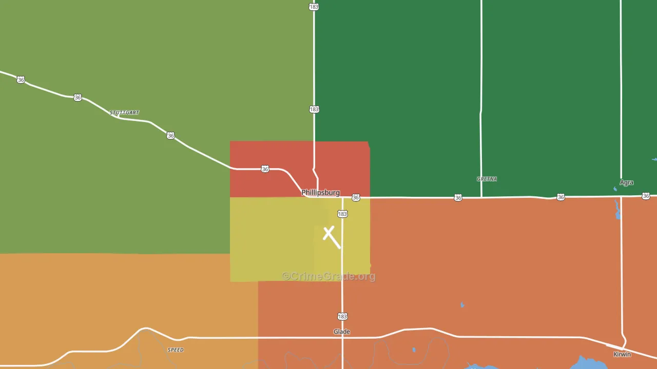 Phillipsburg, KS Map of Theft Rates