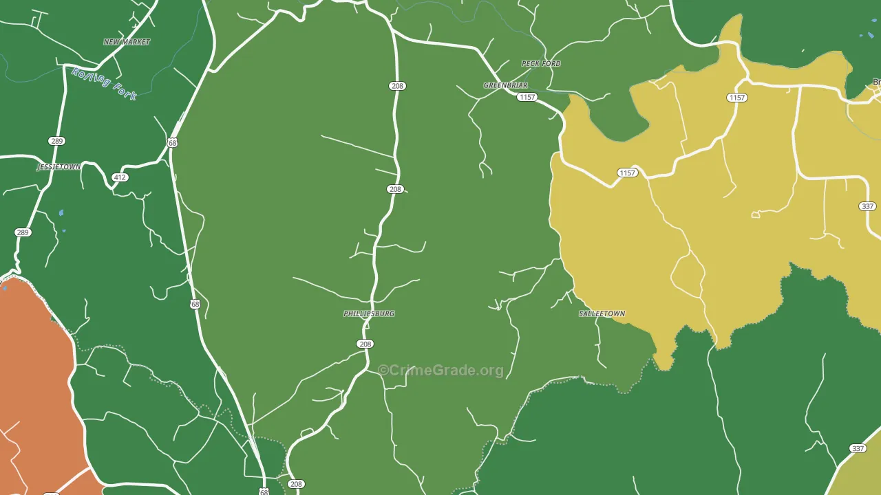 Phillipsburg, KY Map of Theft Rates