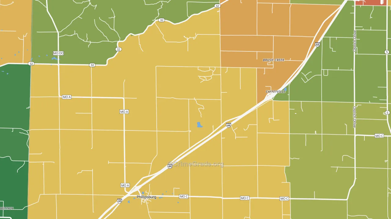 Phillipsburg, MO Map of Theft Rates