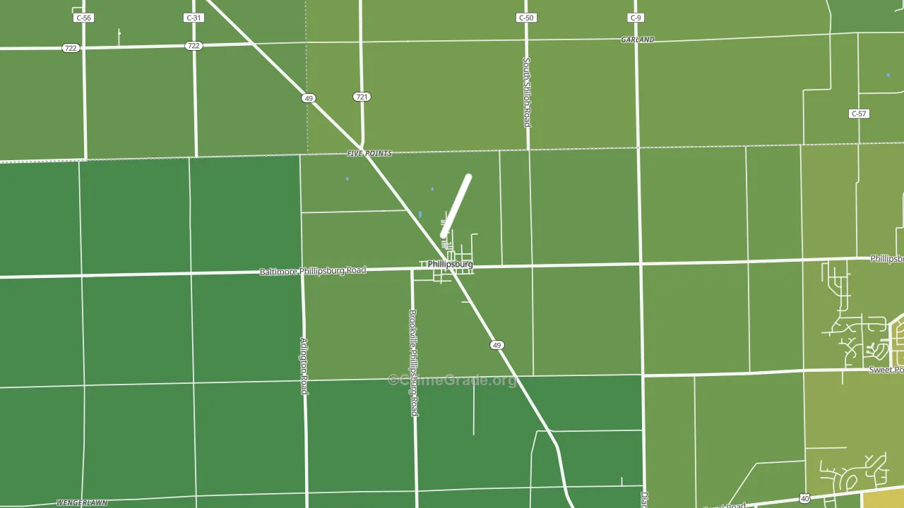 Phillipsburg, OH Map of Theft Rates