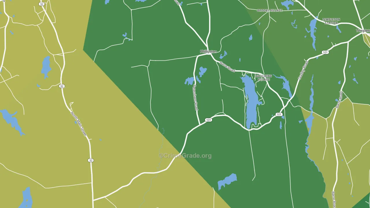Phillipston, MA Map of Theft Rates