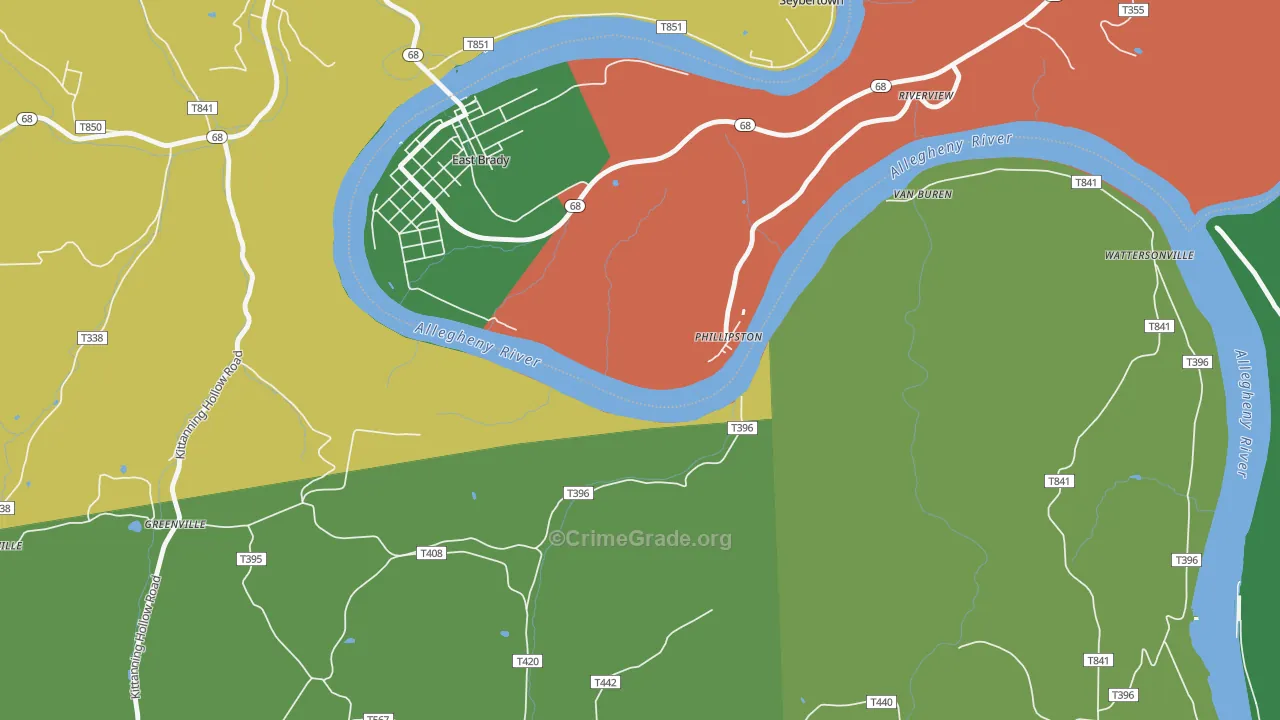 Phillipston, PA Map of Theft Rates