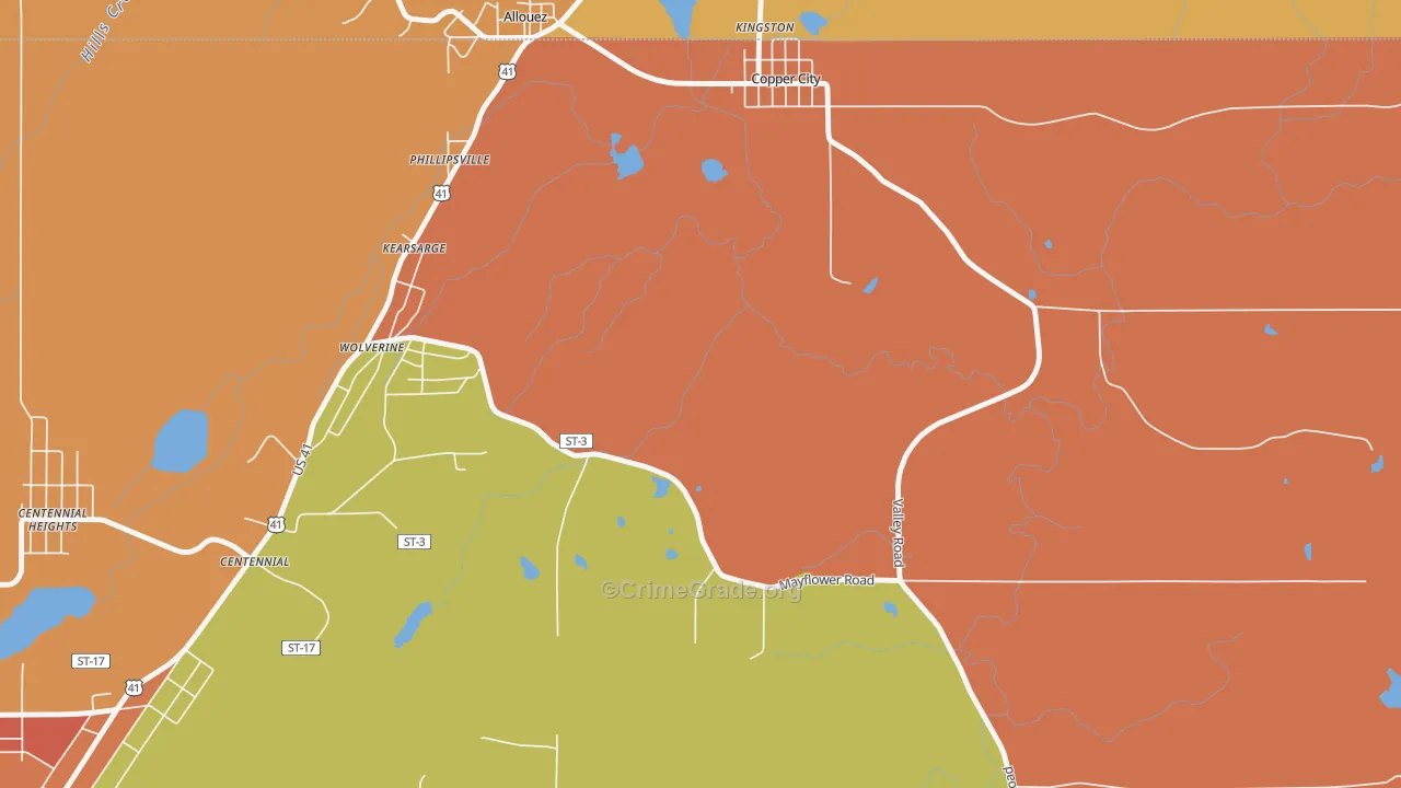 Phillipsville, MI Map of Theft Rates