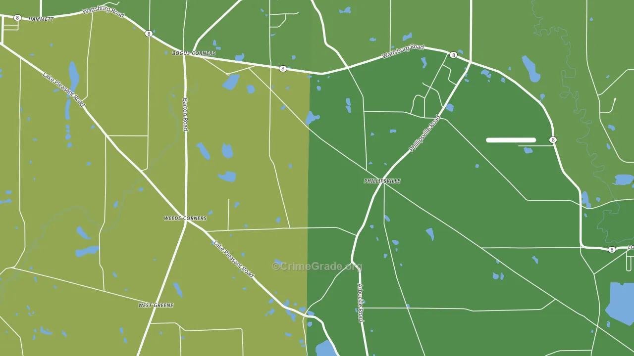 Phillipsville, PA Map of Theft Rates