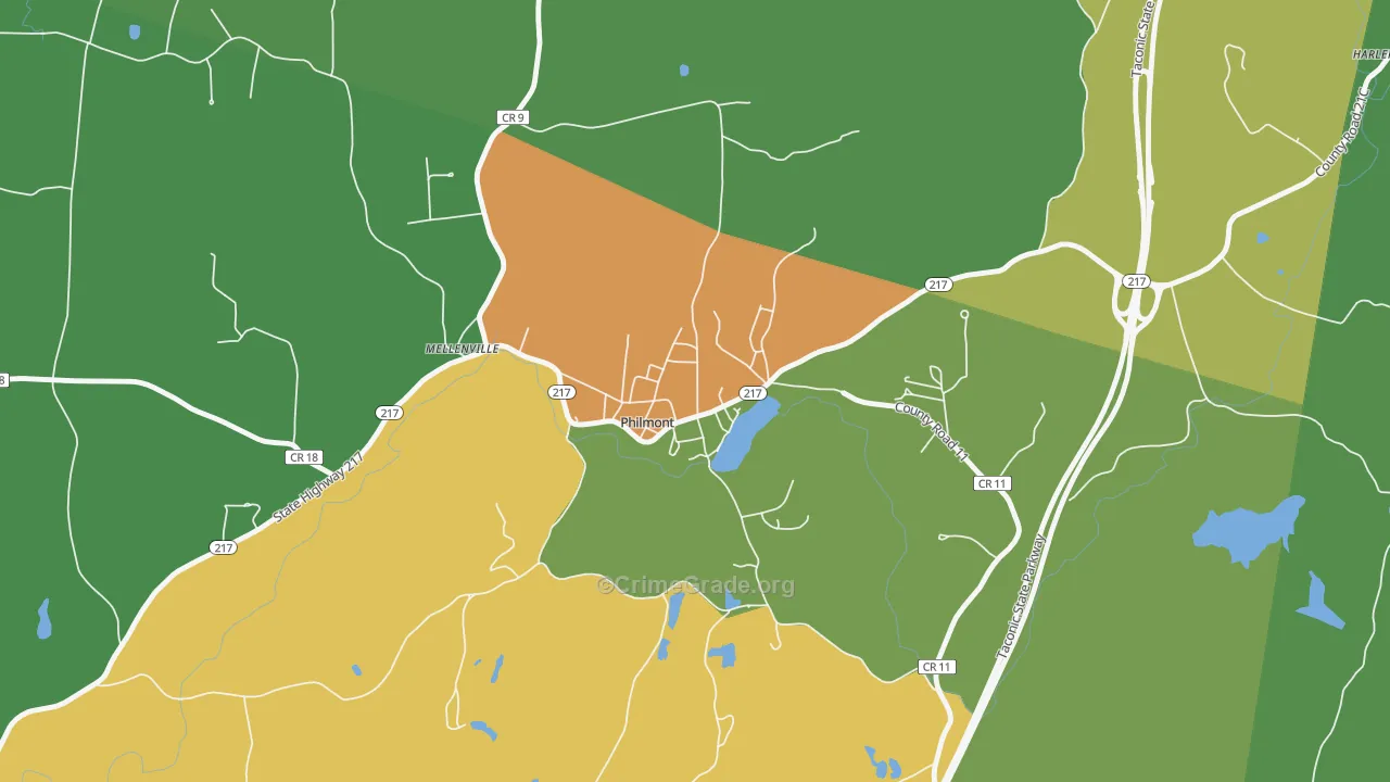 Philmont, NY Map of Theft Rates