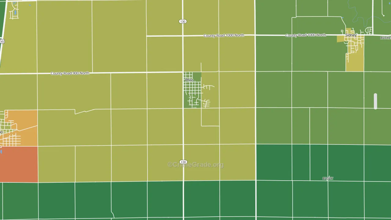 Philo, IL Map of Theft Rates