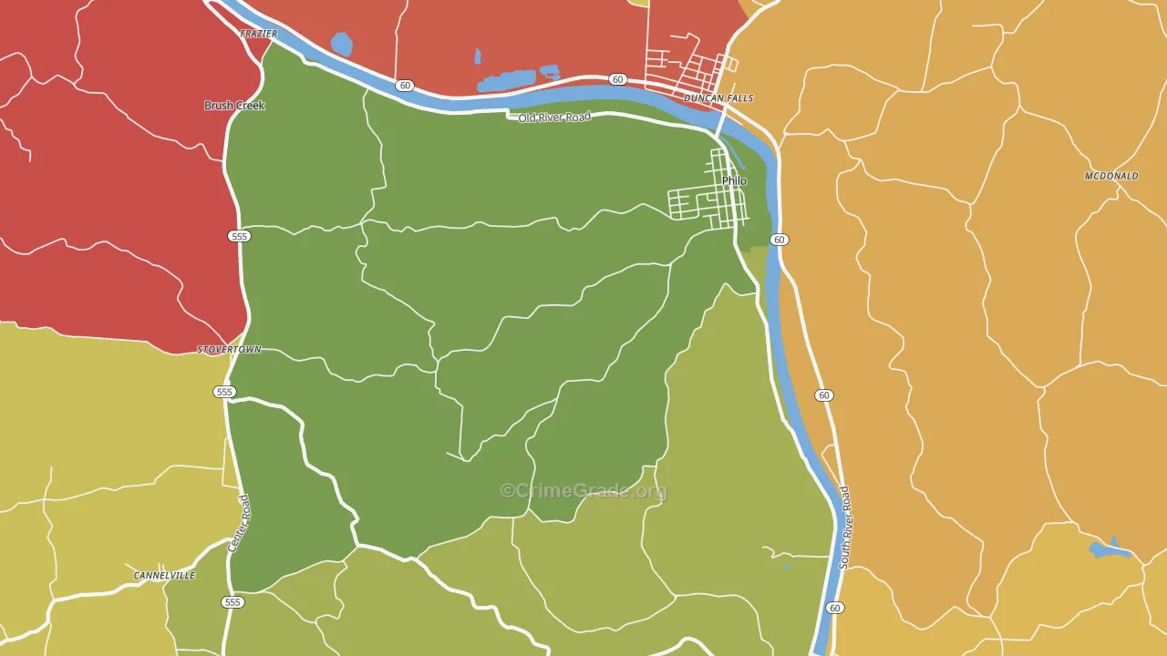 Philo, OH Map of Theft Rates