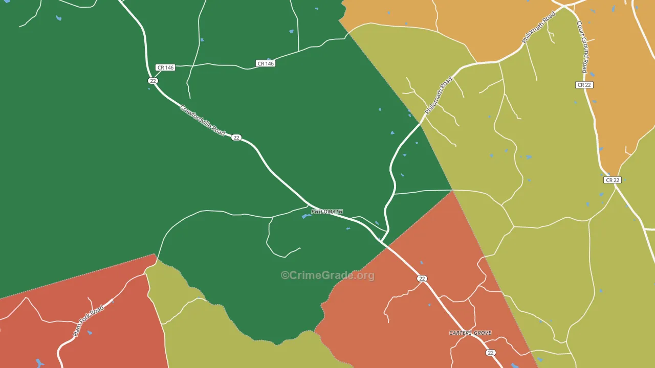 Philomath, GA Map of Theft Rates