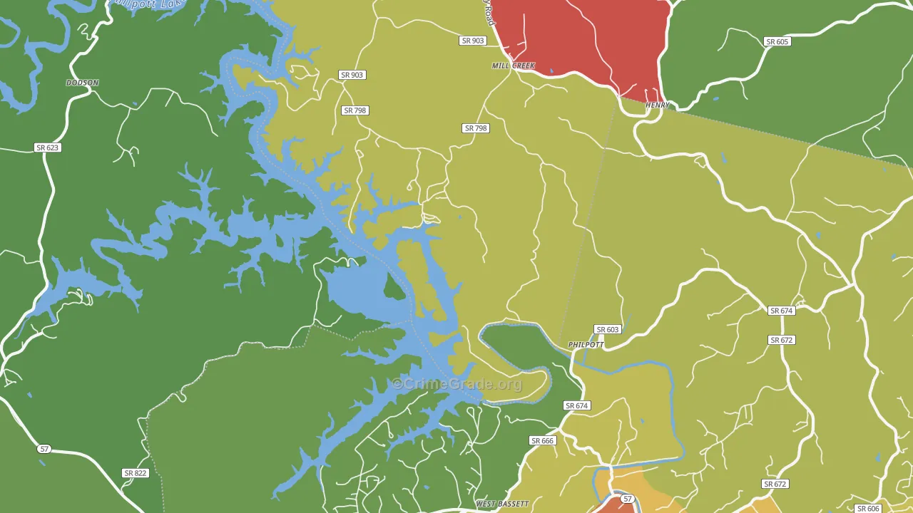 Philpott, VA Map of Theft Rates