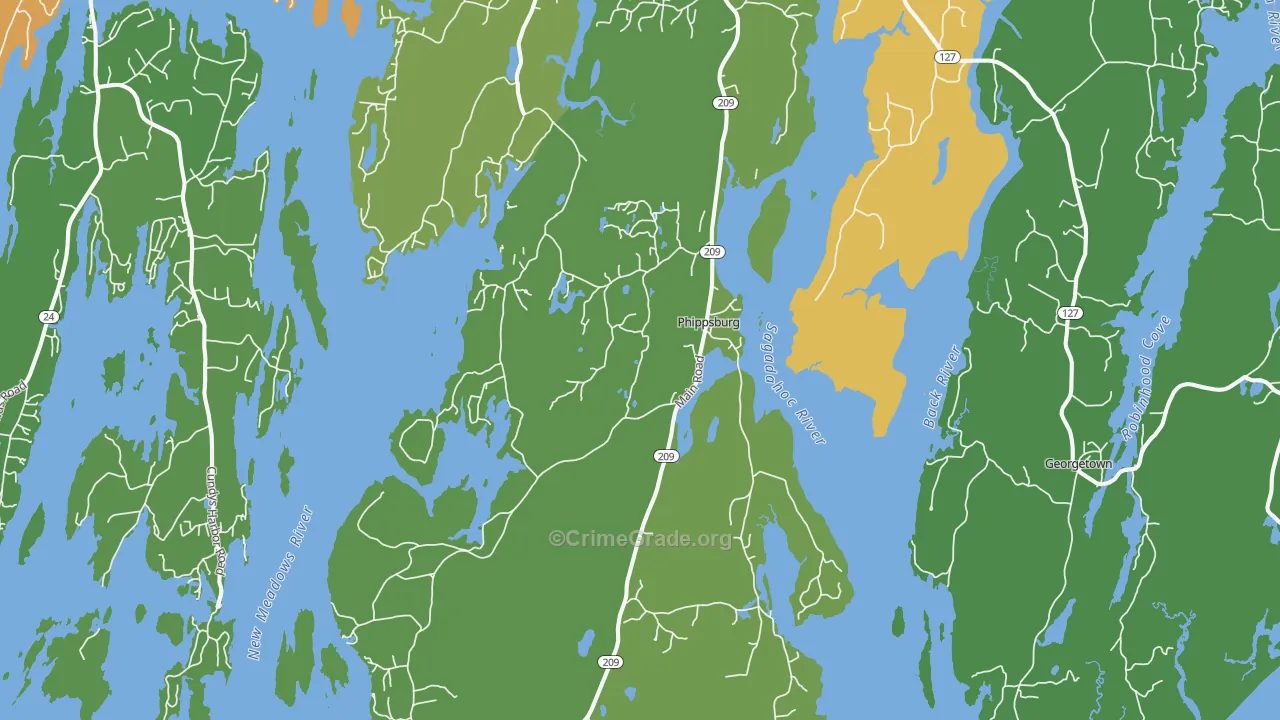 Phippsburg, ME Map of Theft Rates