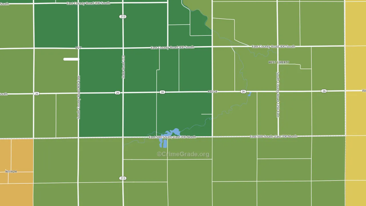 Phlox, IN Map of Theft Rates
