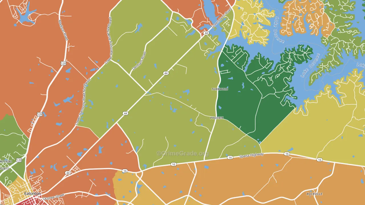 Phoenix, GA Map of Theft Rates