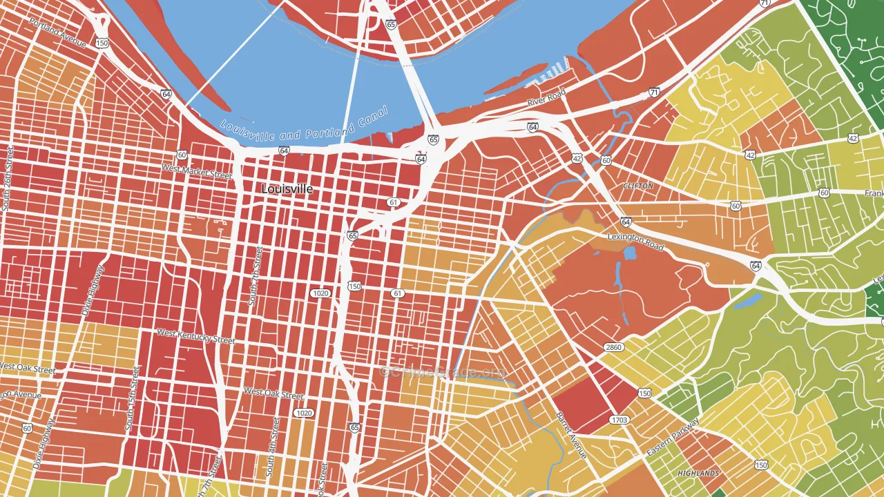 Phoenix Hill, Louisville, KY Map of Theft Rates