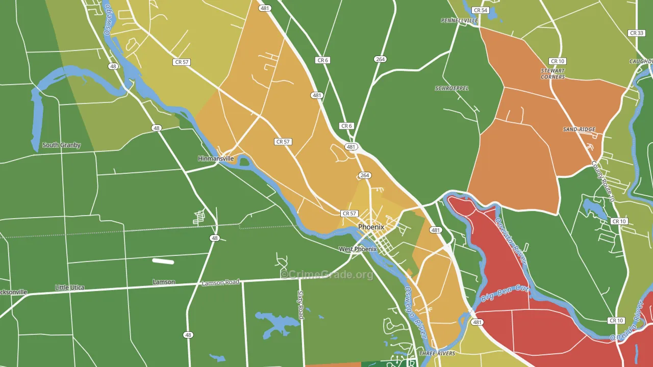 Phoenix, NY Map of Theft Rates