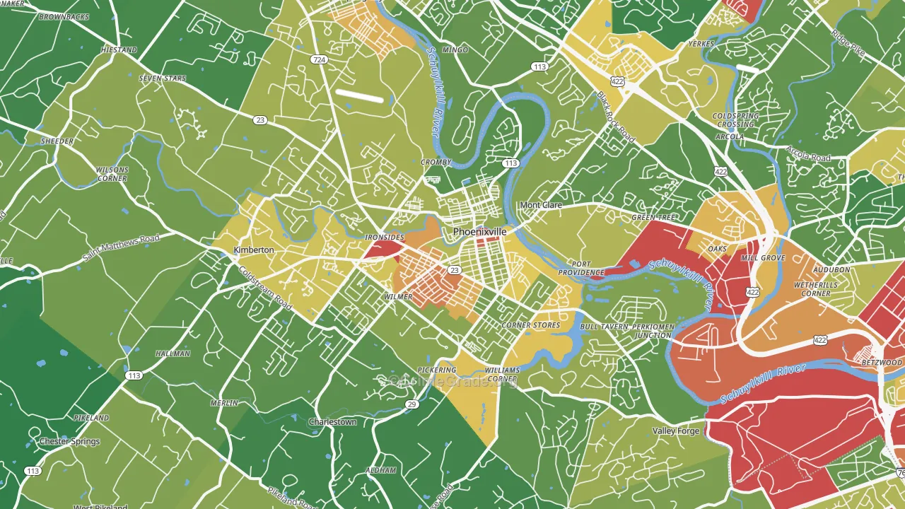 Phoenixville, PA Map of Theft Rates